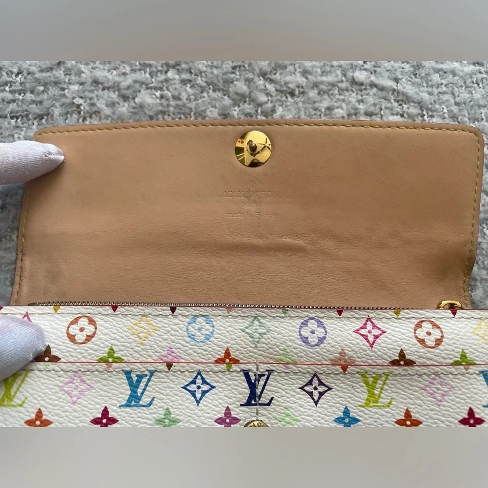 LOUIS VUITTON Takashi Murakami Wallet, Box, Dust Bag, Gift Bag. & FREE Chain EUC